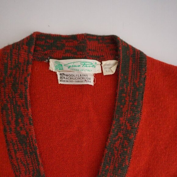Vintage Gino Pabli Red Knit 40% Wool Fine Knit Cardigan Sweater M - Picture 10 of 10